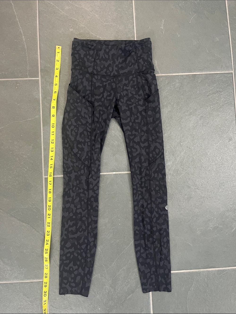 Black Leopard Print High-Waist Athletic Leggings